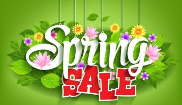 Spring Sale Word with Butterflies, Leaves and flowers